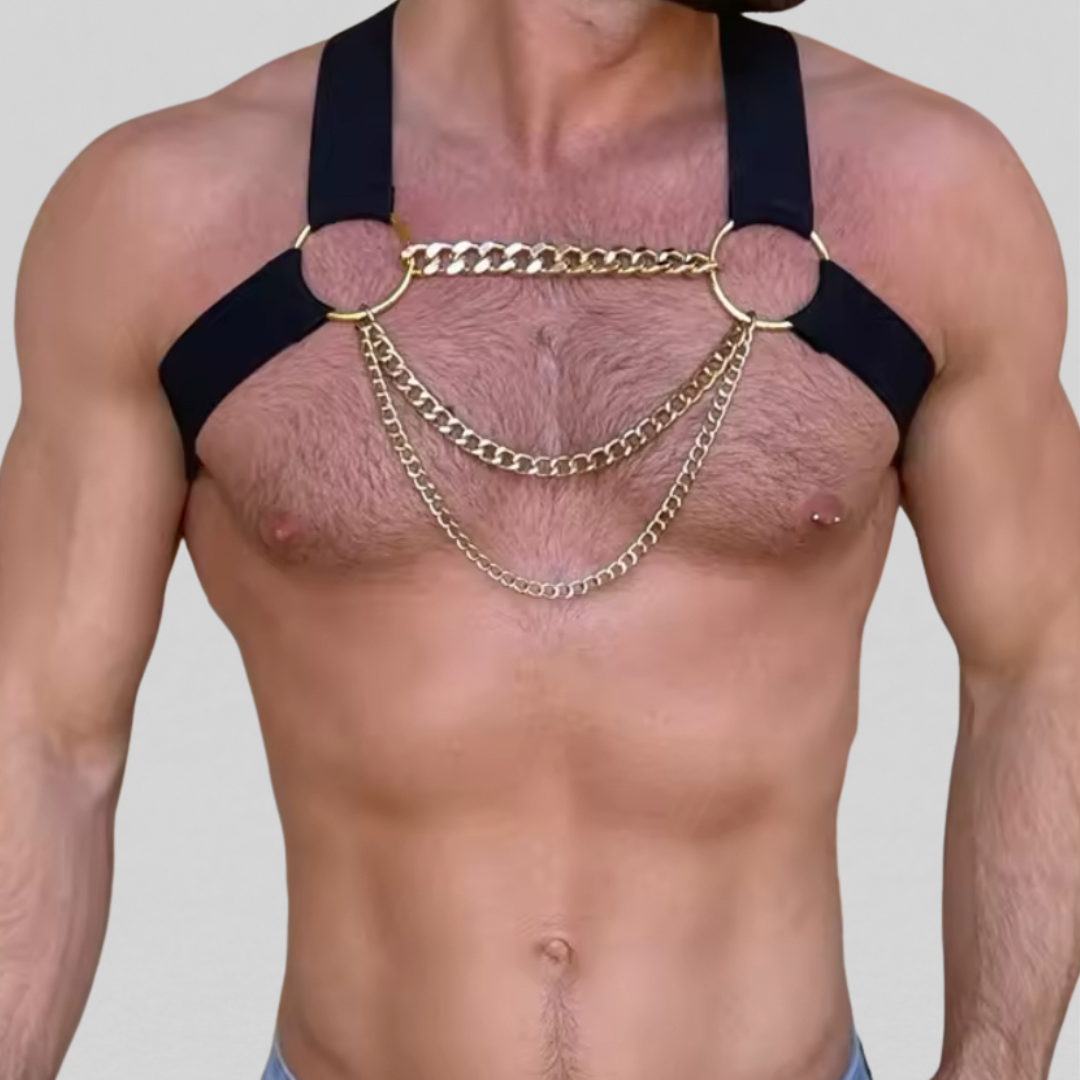 BLACK ELASTIC & GOLD CHAIN Harness